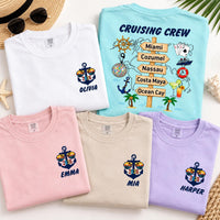 Personalized Cruising Crew Shirt, Custom Cruise Itinerary Tee, Cruise Tee, Family Group Trip Outfit, Vacation Gift 2026, Front Back Print