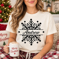 Personalized Family Christmas Shirt, Custom Snowflake Name Tee, Matching Holiday Sweatshirt, Holiday Family Outfit, Family Christmas Gift