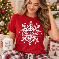 Personalized Family Christmas Shirt, Custom Snowflake Name Tee, Matching Holiday Sweatshirt, Holiday Family Outfit, Family Christmas Gift