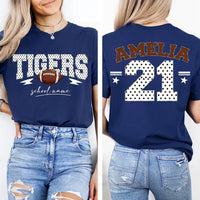 Personalized Mascot Football Spirit Shirt, Custom Team Name Tee, Player Name Number, School Game Day Outfit, Custom Team Gift, Front Back