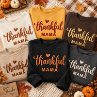 Custom Thankful Mama Puff Print Shirt, Fall Mom Sweatshirt, Raised 3D Thanksgiving Apparel, Custom Puff Sweatshirt, Personalized Wear