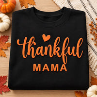 Custom Thankful Mama Puff Print Shirt, Fall Mom Sweatshirt, Raised 3D Thanksgiving Apparel, Custom Puff Sweatshirt, Personalized Wear