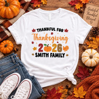 Personalized Thanksgiving Family Shirts, Custom Matching Family Tees, Thankful For Thanksgiving 2026, Fall Dinner Outfit, Holiday Gift