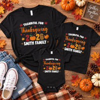 Personalized Thanksgiving Family Shirts, Custom Matching Family Tees, Thankful For Thanksgiving 2026, Fall Dinner Outfit, Holiday Gift