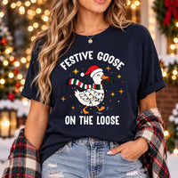 Festive Goose on the Loose Christmas Sweatshirt, Funny Holiday Goose Shirt, Cute Winter Bird Tee, Festive Crewneck, Holiday Party Gift
