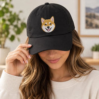 Personalized Pet Portrait Embroidered Hat, Custom Dog Photo Embroidery, Animal Lover Cap, Soft Bio Washed Cotton Dad Hat, Pet Lover Gift