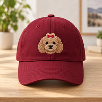 Personalized Pet Portrait Embroidered Hat, Custom Dog Photo Embroidery, Animal Lover Cap, Soft Bio Washed Cotton Dad Hat, Pet Lover Gift
