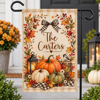 Personalized Fall Family Garden Flag, 12x18 Double Sided Yard Flag, Family Last Name Sign, Autumn Outdoor Porch Decor, Housewarming Gift