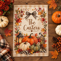 Personalized Fall Family Garden Flag, 12x18 Double Sided Yard Flag, Family Last Name Sign, Autumn Outdoor Porch Decor, Housewarming Gift