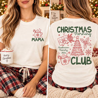 Personalized Holiday Mama Shirt, Custom Family Name Tee, Christmas Morning Club, Holiday Mom Crewneck, Family Christmas Gift, Front Back
