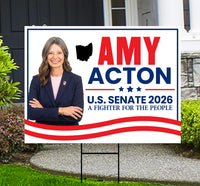 Amy Acton For Ohio Governor 2026 Yard Sign, Corrugated Plastic Governor Elections Race Red White & Blue Yard Sign with Metal H-Stake