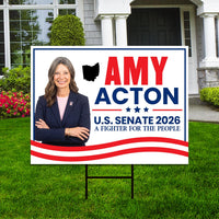 Amy Acton For Ohio Governor 2026 Yard Sign, Corrugated Plastic Governor Elections Race Red White & Blue Yard Sign with Metal H-Stake