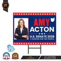 Amy Acton For Ohio Governor 2026 Yard Sign, Corrugated Plastic Governor Elections Race Red White & Blue Yard Sign with Metal H-Stake