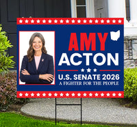 Amy Acton For Ohio Governor 2026 Yard Sign, Corrugated Plastic Governor Elections Race Red White & Blue Yard Sign with Metal H-Stake