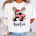 Personalized Reindeer Antlers Monogram Tee, Custom Christmas Name Shirt, Santa Hat Snowman Design, Family Outfit, Est 2026 Christmas Gift