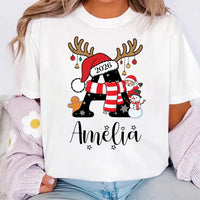 Personalized Reindeer Antlers Monogram Tee, Custom Christmas Name Shirt, Santa Hat Snowman Design, Family Outfit, Est 2026 Christmas Gift