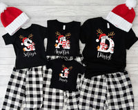 Personalized Reindeer Antlers Monogram Tee, Custom Christmas Name Shirt, Santa Hat Snowman Design, Family Outfit, Est 2026 Christmas Gift