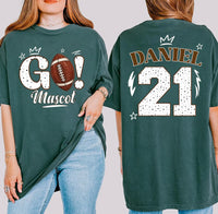 Personalized Game Day Mascot Shirt, Custom Name Number Back Print Tee, Team Tee, Football Season Outfit, Sports Mom Gift, Front Back