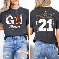 Personalized Game Day Mascot Shirt, Custom Name Number Back Print Tee, Team Tee, Football Season Outfit, Sports Mom Gift, Front Back