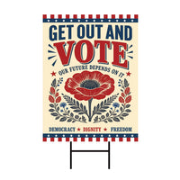Democracy vs Fascism Protest Yard Sign - Vote Early, No Kings, Anti-Trump, Protect Democracy, Resist Fascism Yard Sign with Metal H-Stake