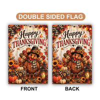 Happy Thanksgiving Turkey Garden Flag, 12x18 Double Sided Yard Flag, Autumn Welcome Sign, Fall Porch Decor, Thanksgiving Hostess Gift