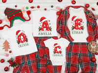 Personalized Christmas Initial Sweatshirt, Custom Name Santa Hat Tee, Matching Holiday Shirt, Festive Family Outfit, Family Christmas Gift