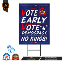 Democracy vs Fascism Protest Yard Sign - Vote Early, No Kings, Anti-Trump, Protect Democracy, Resist Fascism Yard Sign with Metal H-Stake