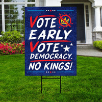 Democracy vs Fascism Protest Yard Sign - Vote Early, No Kings, Anti-Trump, Protect Democracy, Resist Fascism Yard Sign with Metal H-Stake
