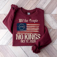 We The People No Kings Hoodie, Oct 17 2026 Protest Tee, 1776 American Flag Activist Top, Political Democracy Resistance Tee, Protester Gift