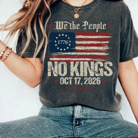 We The People No Kings Hoodie, Oct 17 2026 Protest Tee, 1776 American Flag Activist Top, Political Democracy Resistance Tee, Protester Gift