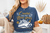 Cruise Into New Year Shirt, 2026 New Year Cruise Tee, Holiday Party Vacation Top, Sailing Together Holiday Shirt, Gift for Cruisers
