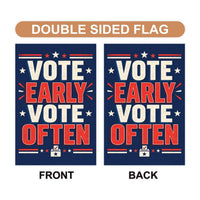 Vote Early Democracy Protest Garden Flag, Double Sided, No Kings Vote Early , Election Protect Democracy, Anti-Trump, Resist Fascism Flag