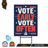 Democracy vs Fascism Protest Yard Sign - Vote Early, No Kings, Anti-Trump, Protect Democracy, Resist Fascism Yard Sign with Metal H-Stake