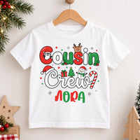 Personalized Cousin Crew Christmas Shirt, Family Christmas Tee, Matching Cousin Shirts, Baby Toddler Name Top, Custom Kids Holiday Gift