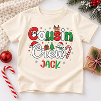 Personalized Cousin Crew Christmas Shirt, Family Christmas Tee, Matching Cousin Shirts, Baby Toddler Name Top, Custom Kids Holiday Gift