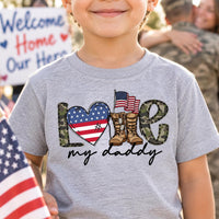 Personalized Military Dad Shirt, Custom Love My Daddy Tee, Patriotic Family Matching Shirts, Deployment Homecoming Gift, Father's Day Gift