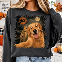 Personalized Pet Halloween Sweatshirt, Custom Dog Ghost Selfie Crewneck, Funny Pet Photo Shirt, Spooky Dog Mom Gift, Halloween Gift
