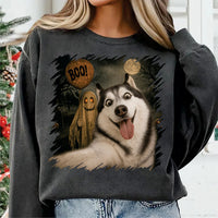 Personalized Pet Halloween Sweatshirt, Custom Dog Ghost Selfie Crewneck, Funny Pet Photo Shirt, Spooky Dog Mom Gift, Halloween Gift
