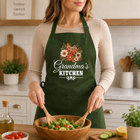 Personalized Grandma's Kitchen Apron, Custom Pumpkin Kitchen Apron, Full-Length Cooking Apron, Fall Baking Apron, Gift for Grandma