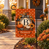 Personalized Fall Garden Flag, 12x18 Double Sided Yard Flag, Custom Family Last Name Sign, Autumn Pumpkin Porch Decor, Housewarming Gift