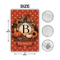Personalized Fall Garden Flag, 12x18 Double Sided Yard Flag, Custom Family Last Name Sign, Autumn Pumpkin Porch Decor, Housewarming Gift