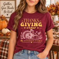 Personalized Thanksgiving Family Shirt, Custom Family Name Turkey Tee, Retro Thanksgiving Crew T-Shirt, Matching Fall Outfit, Holiday Gift