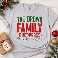 Custom Family Christmas Tee, Personalized Last Name Shirt, Matching Holiday Outfit, Christmas 2026 Crewneck Tee, Holiday Party Gift