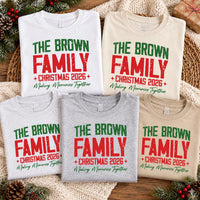 Custom Family Christmas Tee, Personalized Last Name Shirt, Matching Holiday Outfit, Christmas 2026 Crewneck Tee, Holiday Party Gift