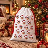 Personalized Photo Santa Sack, Custom Face Christmas Toy Sack, Reusable Kids Santa Bag, Christmas Gift Bag with Photo, Kids Christmas Gift