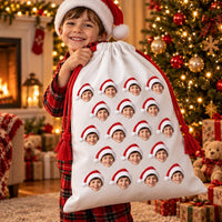 Personalized Photo Santa Sack, Custom Face Christmas Toy Sack, Reusable Kids Santa Bag, Christmas Gift Bag with Photo, Kids Christmas Gift