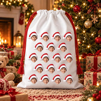 Personalized Photo Santa Sack, Custom Face Christmas Toy Sack, Reusable Kids Santa Bag, Christmas Gift Bag with Photo, Kids Christmas Gift
