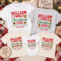 Personalized Family Christmas Shirt, Custom Last Name Holiday Tee, Matching Christmas Trip Shirt, City State 2026 Tee, Family Holiday Gift