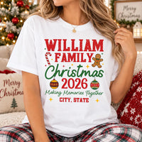 Personalized Family Christmas Shirt, Custom Last Name Holiday Tee, Matching Christmas Trip Shirt, City State 2026 Tee, Family Holiday Gift