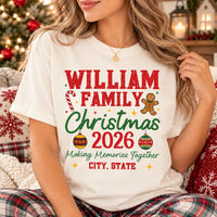 Personalized Family Christmas Shirt, Custom Last Name Holiday Tee, Matching Christmas Trip Shirt, City State 2026 Tee, Family Holiday Gift